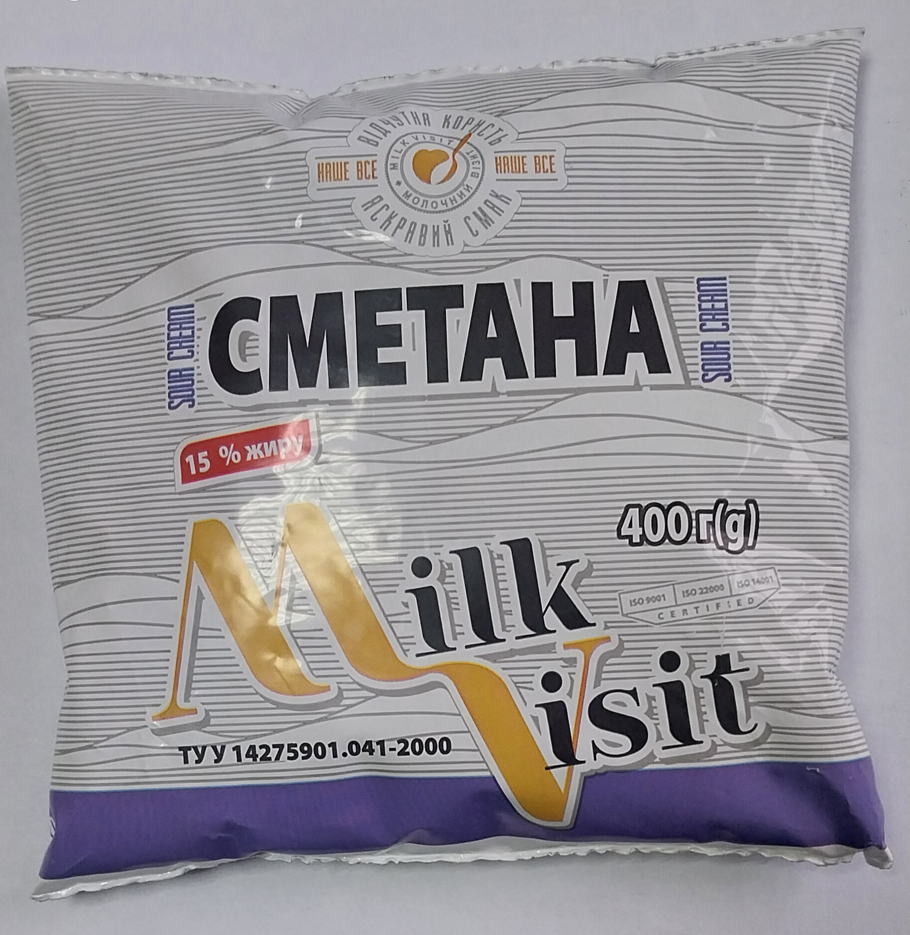 Сметана 15% 400 г МОЛОЧНИЙ ВІЗИТ Milk Visit